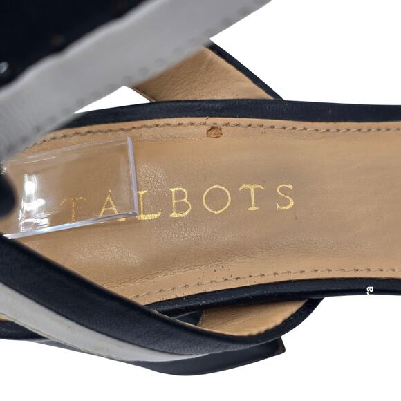 Talbots Nappa Leather Sandals Black White Ankle Strap Block Heel Women's 7.5M - Picture 7 of 10